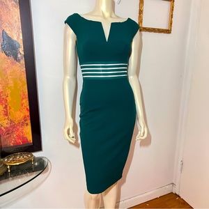 Venus Dress Size XS Green Mesh waist peekaboo detail see thru Sheath Emerald